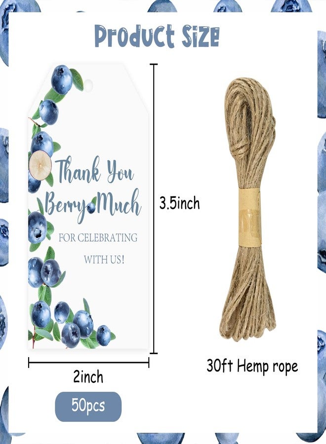 Fangleland 50Pcs Blueberry Thank You Tags Party Decorations, Thank You Berry Much Fruits Themed Gift Tags for Birthday Baby Shower and Bridal Shower Party. - Image 5